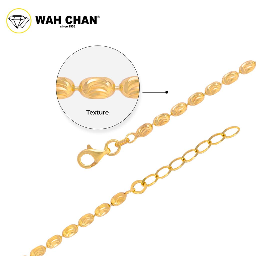 WAH CHAN S925 ITALIAN Silver Bracelet - Rice Beads NSBCRS021 - Image 2