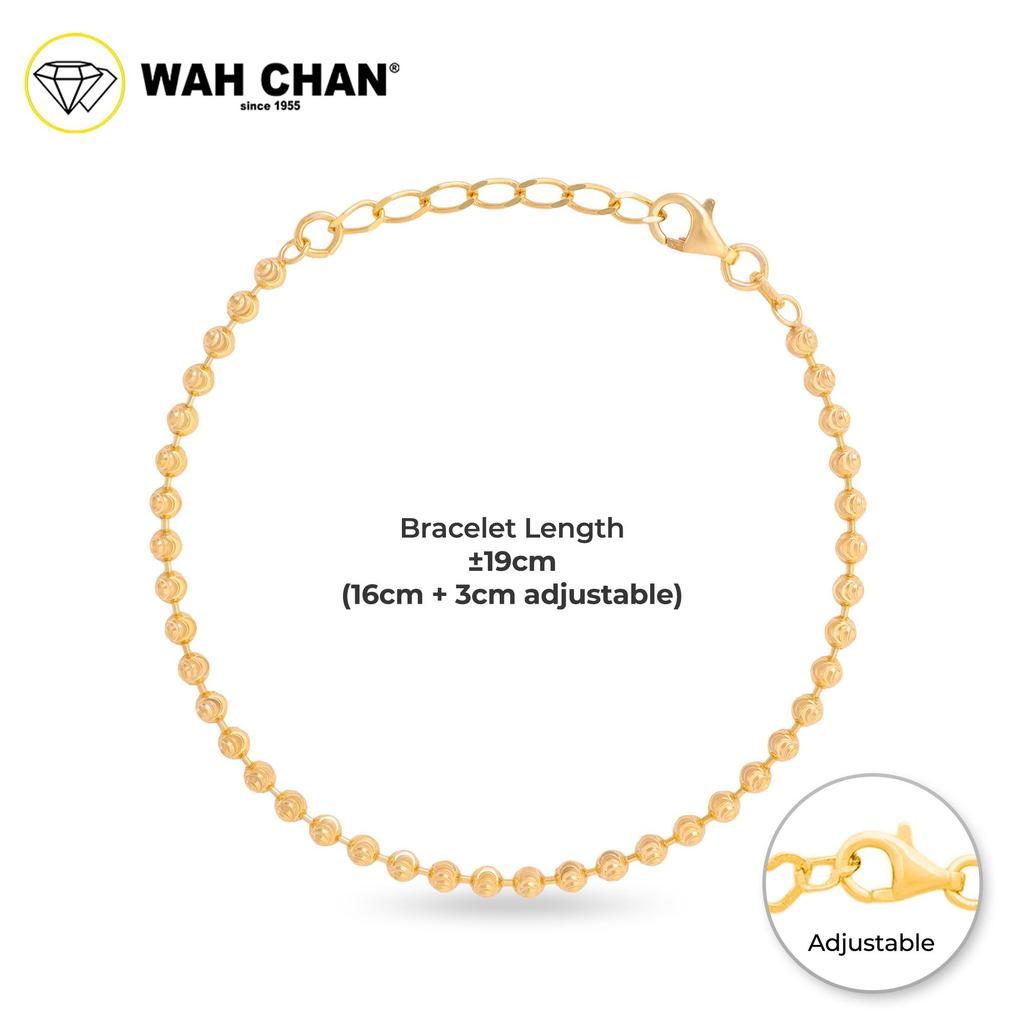 WAH CHAN S925 ITALIAN Silver Bracelet - Moon Cut Bead NSBCRS018
