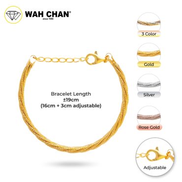 WAH CHAN S925 ITALIAN Silver Bracelet - Tri-Color Braided NSBCRS027