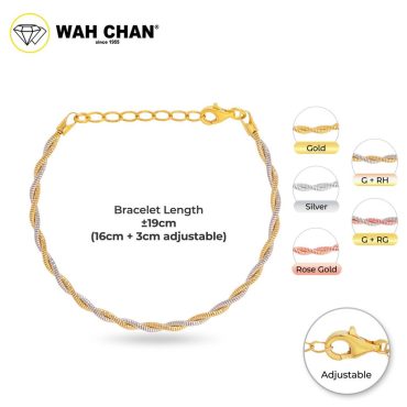 WAH CHAN S925 ITALIAN Silver Bracelet - Twisting Rope NSBCRS024
