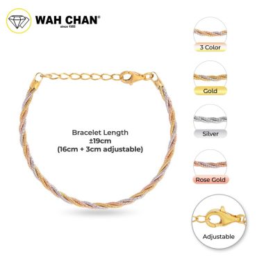 WAH CHAN S925 ITALIAN Silver Bracelet - Two-Tone Rope NSBCRS025