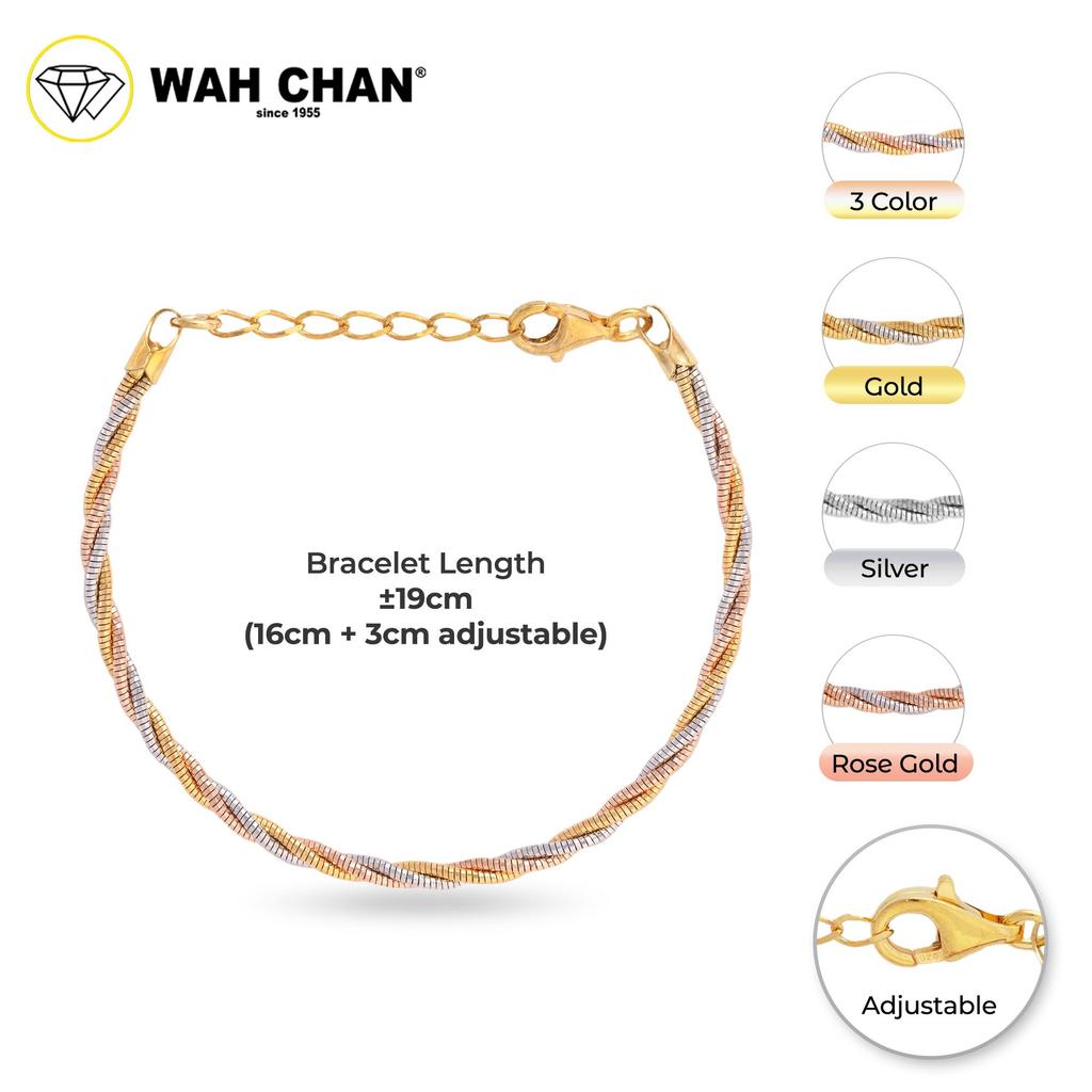 WAH CHAN S925 ITALIAN Silver Bracelet - Two-Tone Rope NSBCRS025