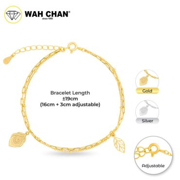 WAH CHAN S925 Silver Bracelet - Golden Leaf NSBCO1020