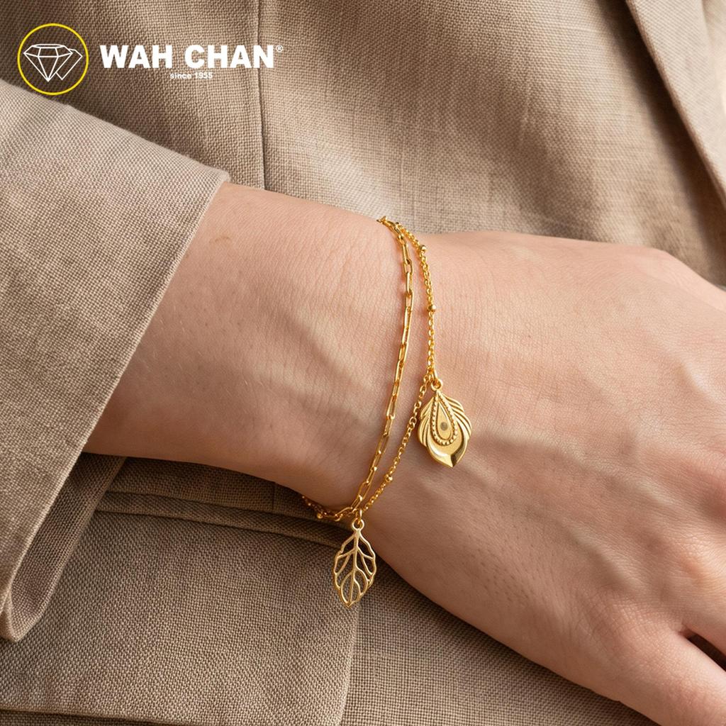 WAH CHAN S925 Silver Bracelet - Golden Leaf NSBCO1020 - Image 6