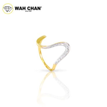 WAH CHAN 916 Gold Ring -  Modern Wave Ring 2C OSR1115