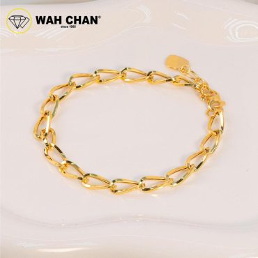 WAH CHAN 916 Gold Bracelet - Gelang Link Double Spiral OSB1331