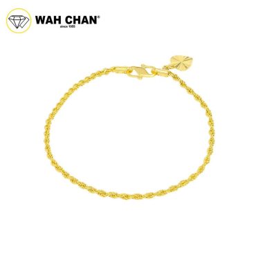 WAH CHAN 916 Gold Bracelet - Rantai Tangan Pintal (M) OSB1346