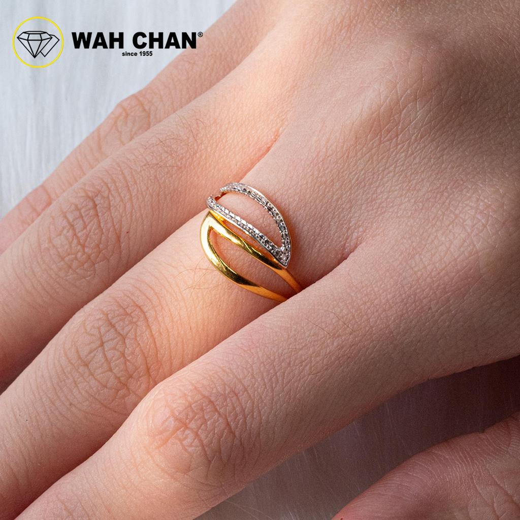 WAH CHAN 916 Gold Ring - Modern White Gold Plating Ring OSR1113 - Image 3