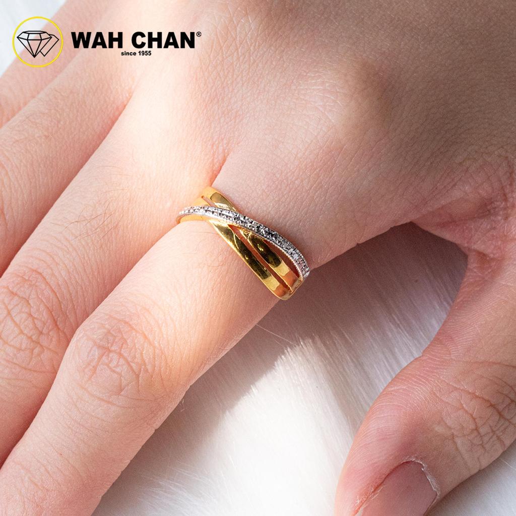 WAH CHAN 916 Gold Ring -Modern Crossover Ring 2C OSR1117 - Image 3