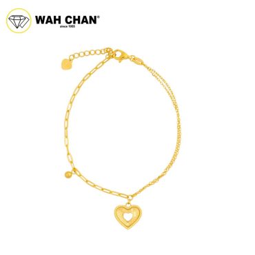 WAH CHAN 916 Gold Bracelet -  Gelang Kendi Paperclip Love OSB1334