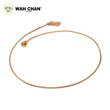 WAH CHAN 916 Gold Anklet - Rope Chain With Bell OSA1005