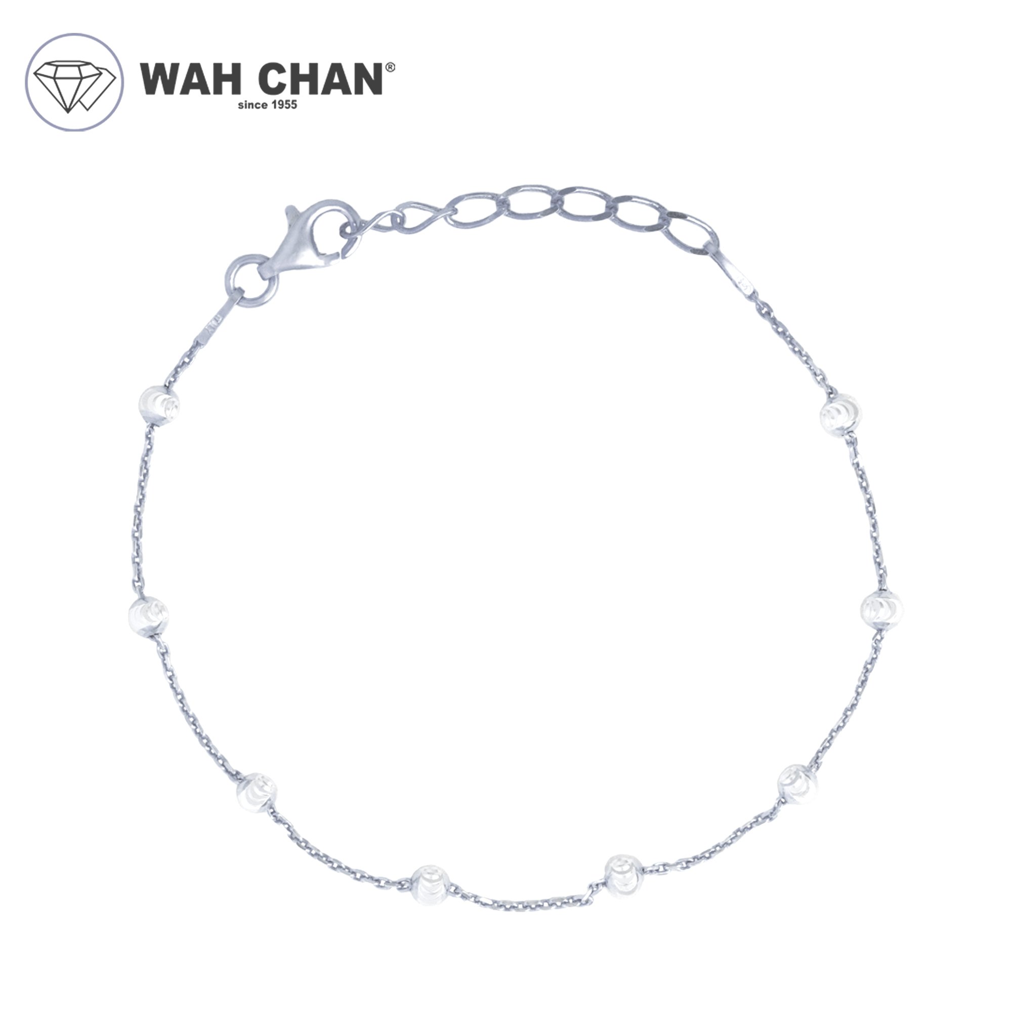 WAH CHAN S925 ITALIAN Silver Bracelet - Cable Beads 3mm Moon Cut N2B00003 - Image 6