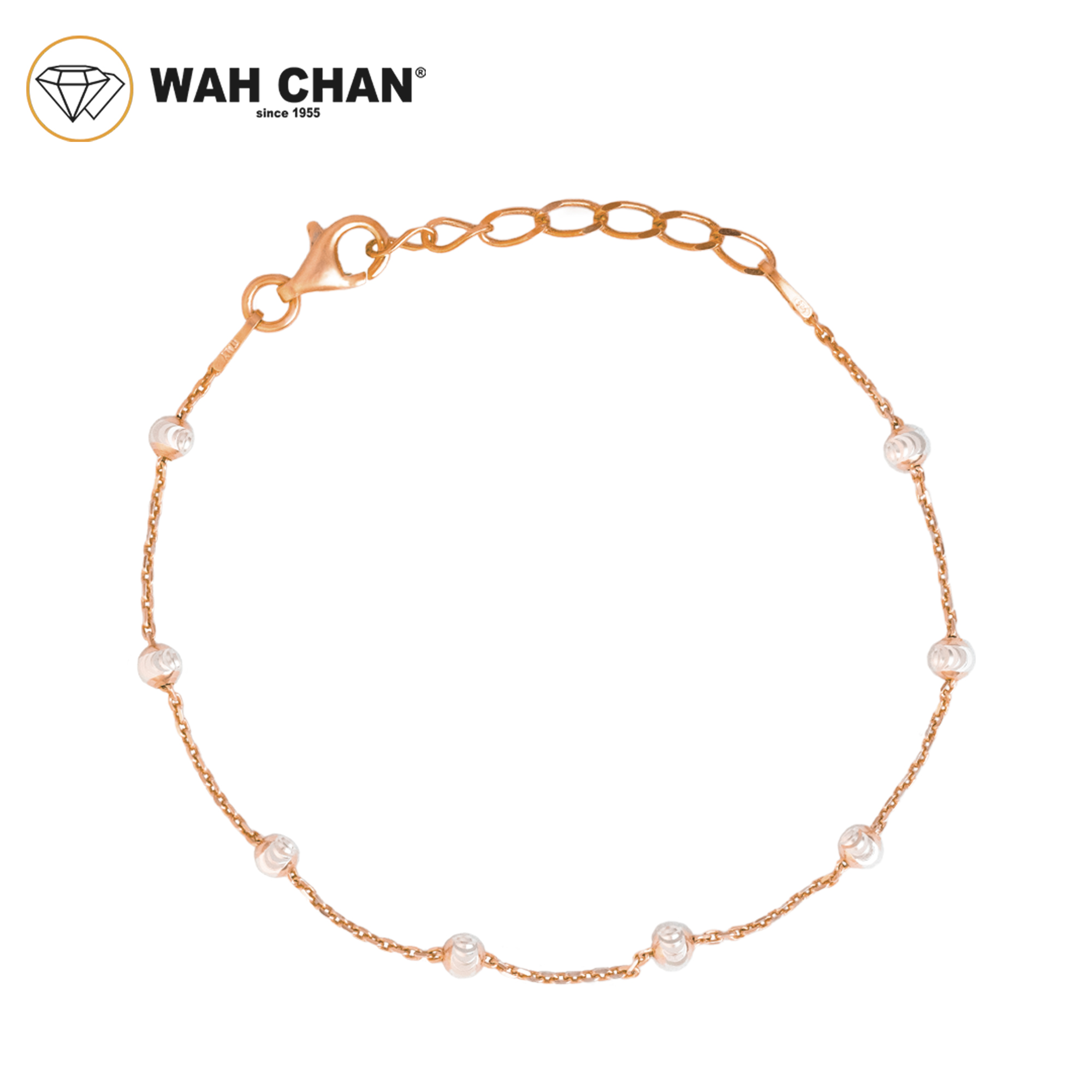 WAH CHAN S925 ITALIAN Silver Bracelet - Cable Beads 3mm Moon Cut N2B00003 - Image 7
