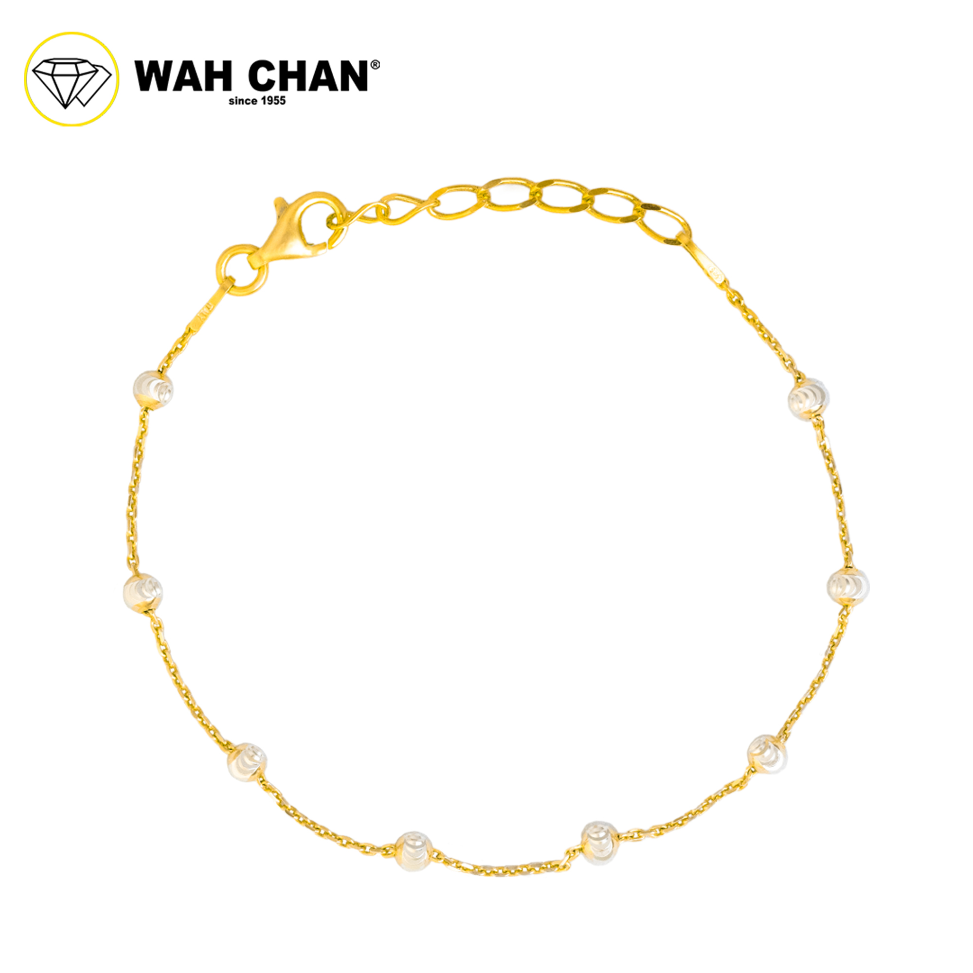 WAH CHAN S925 ITALIAN Silver Bracelet - Cable Beads 3mm Moon Cut N2B00003 - Image 5