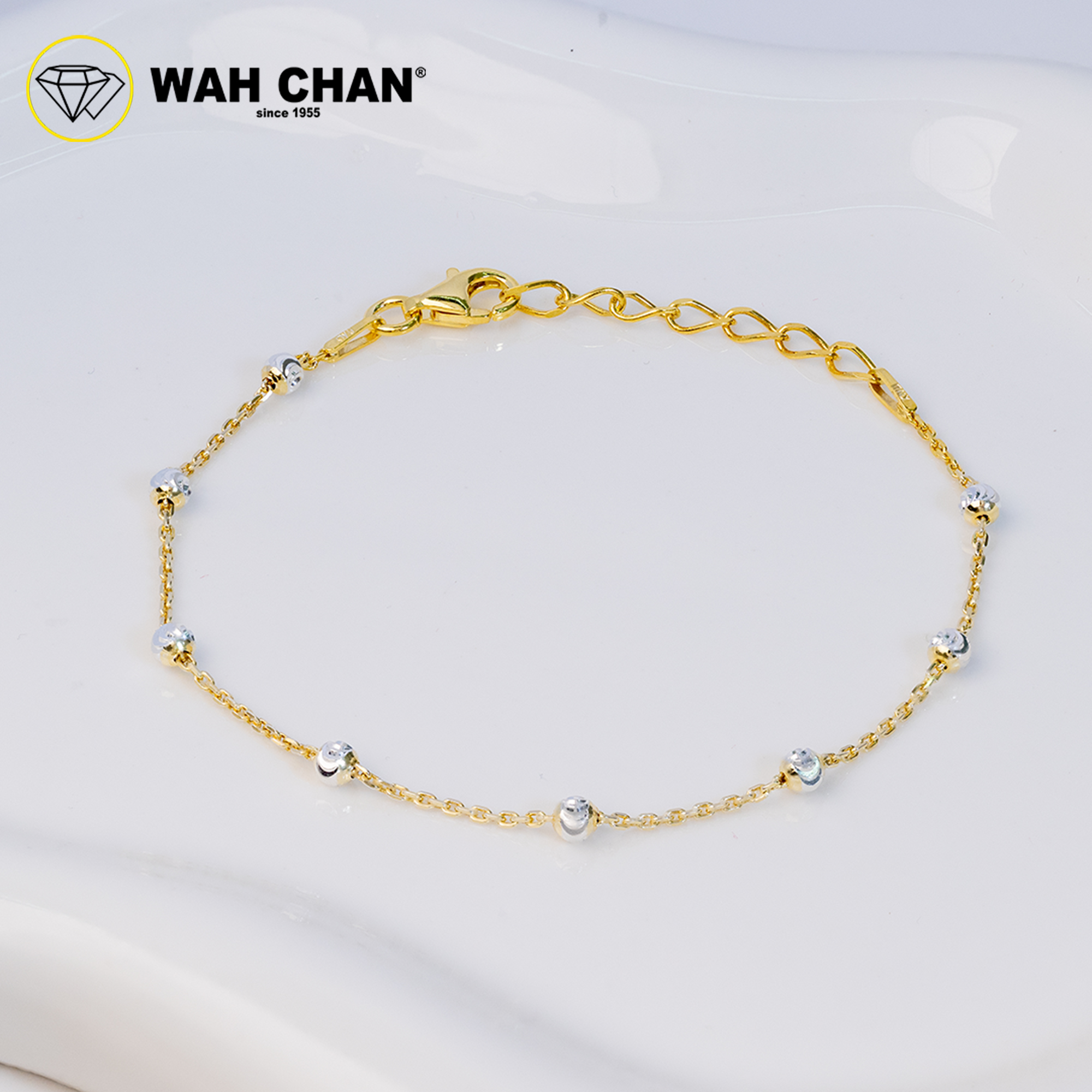 WAH CHAN S925 ITALIAN Silver Bracelet - Cable Beads 3mm Moon Cut N2B00003 - Image 4