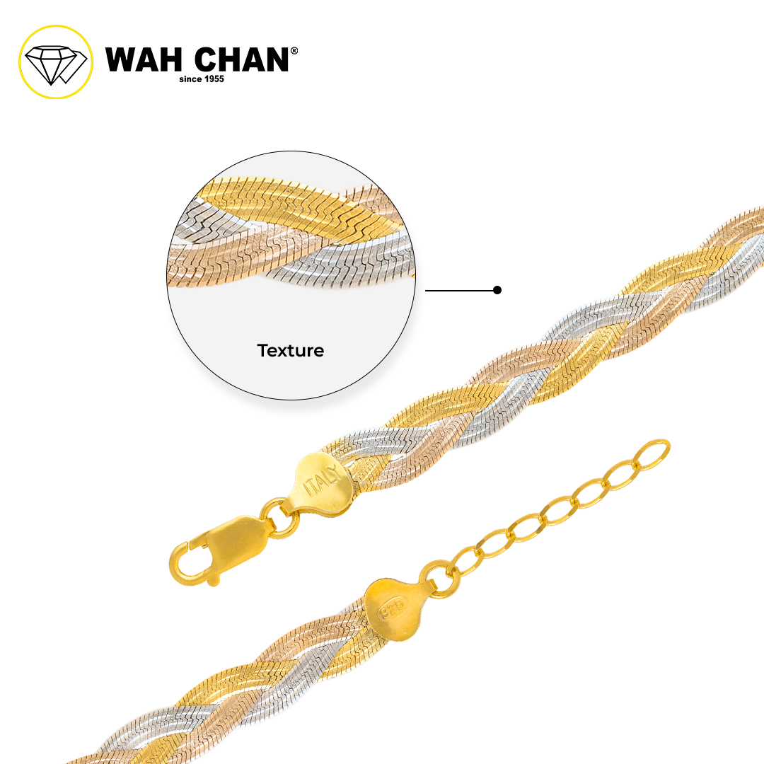 WAH CHAN S925 ITALIAN Silver Bracelet - Herringbone Bracelet NSBCRS007 - Image 2