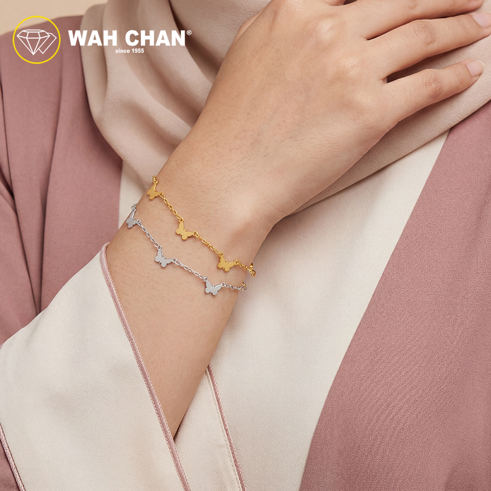 WAH CHAN S925 ITALIAN Silver Bracelet - Butterfly Link NSBLV012 - Image 2