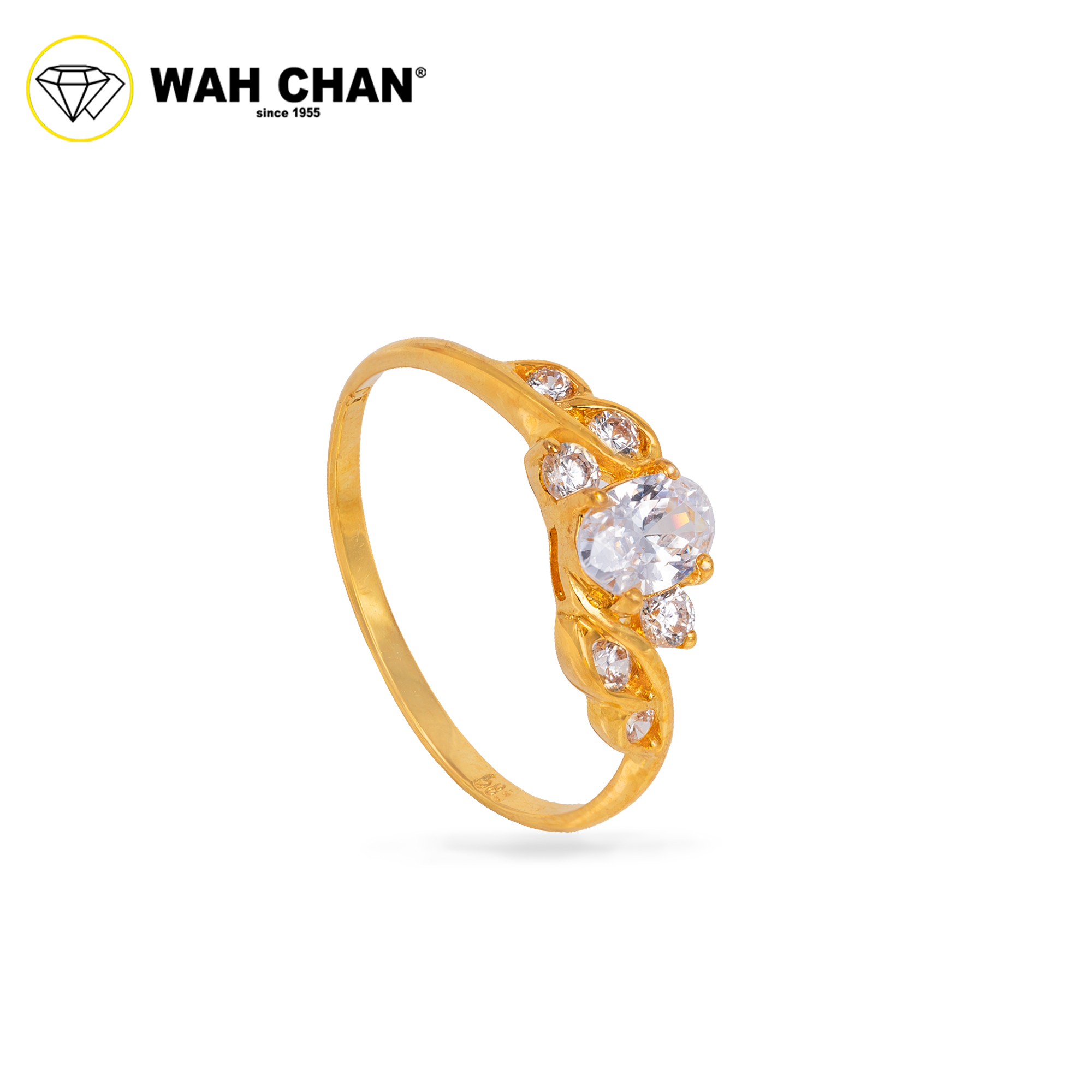 Wah Chan 585/14K Gold Ring - Cincin Zirconia R1004
