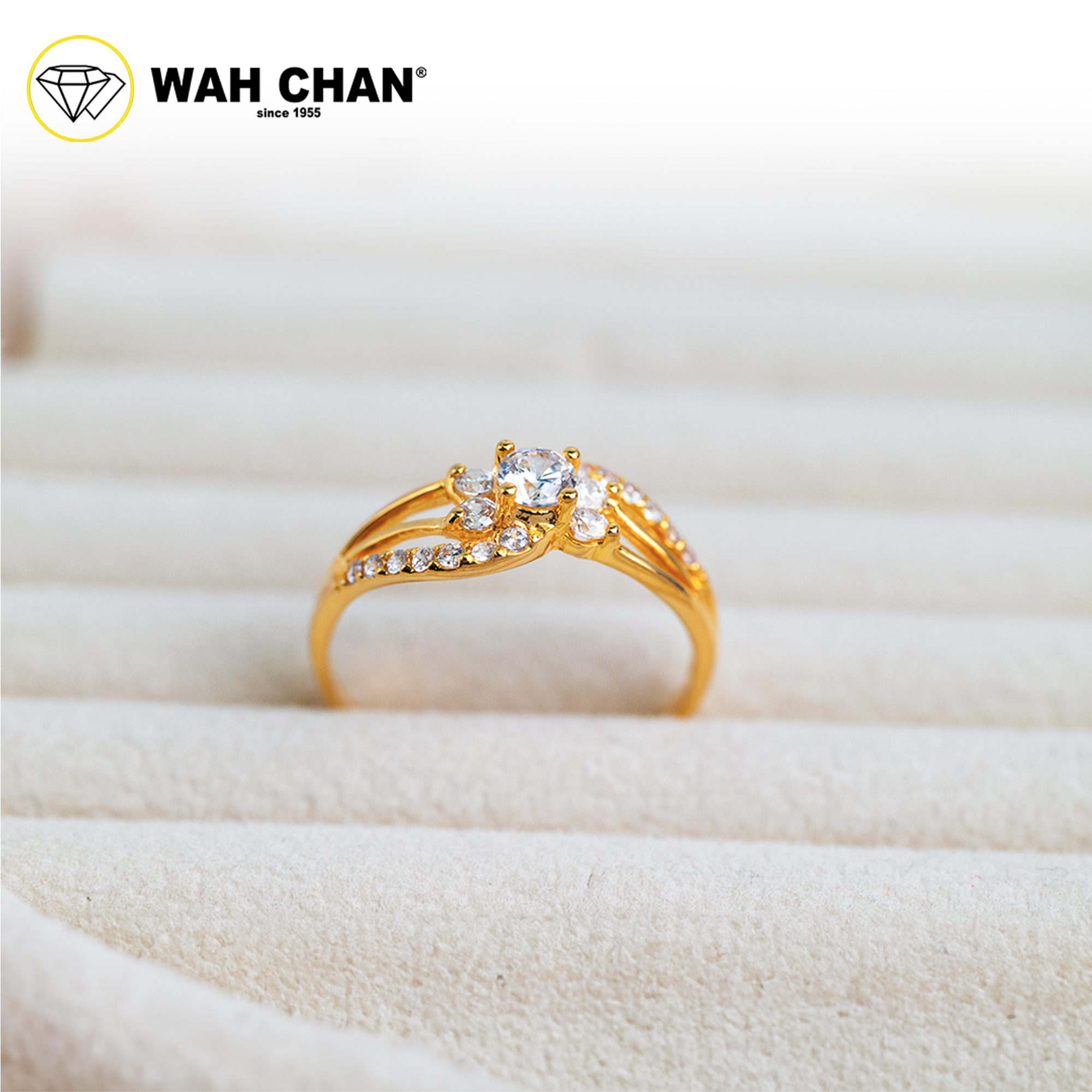 Wah Chan 585/14K Gold Ring - Cincin Zirconia R1047 - Image 2