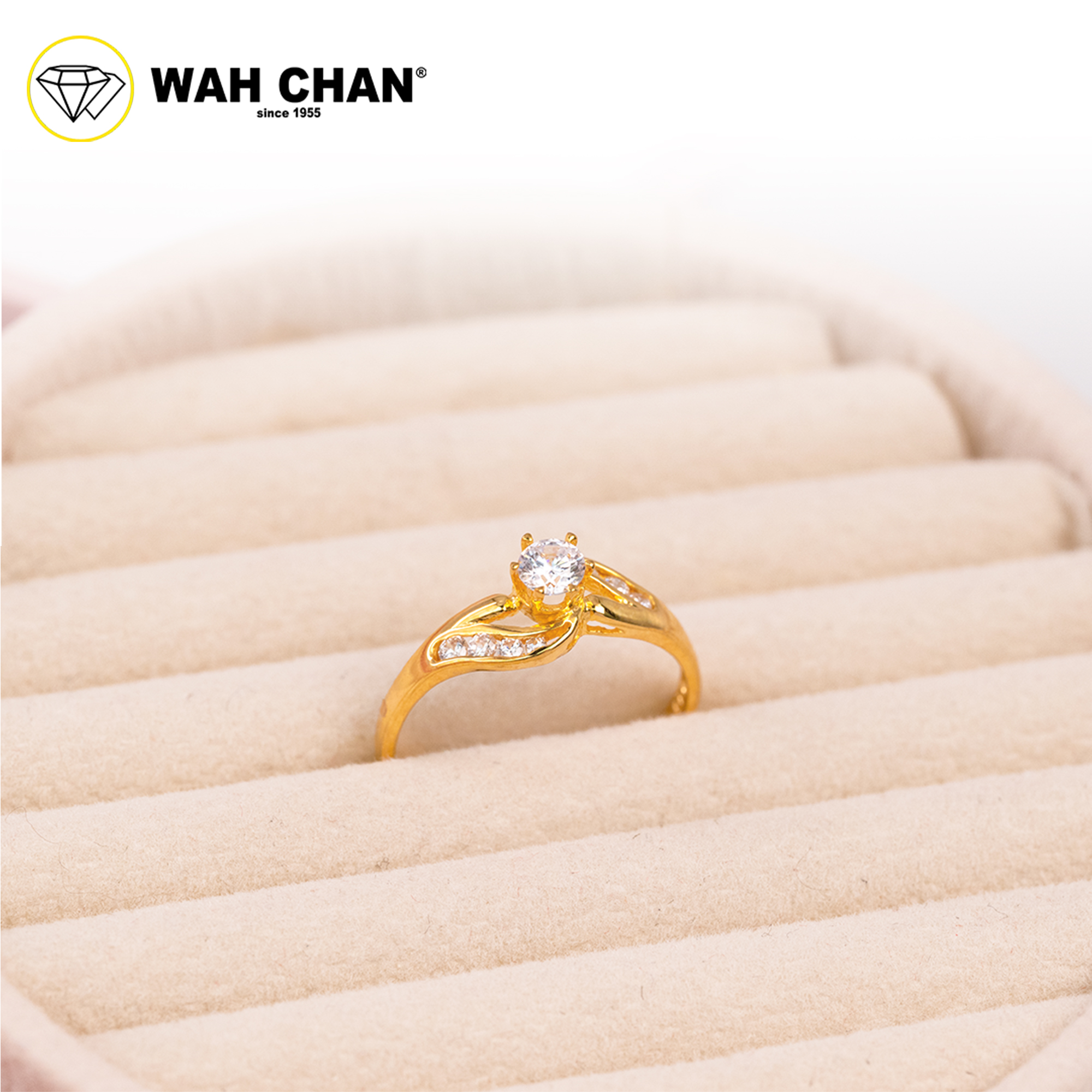 Wah Chan 585/14K Gold Ring - Cincin Zirconia R189 - Image 2