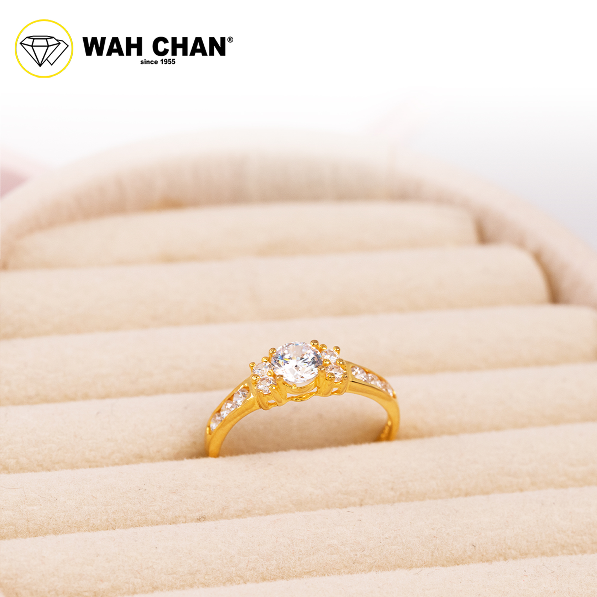 Wah Chan 585/14K Gold Ring - Cincin Zirconia WR067 - Image 2