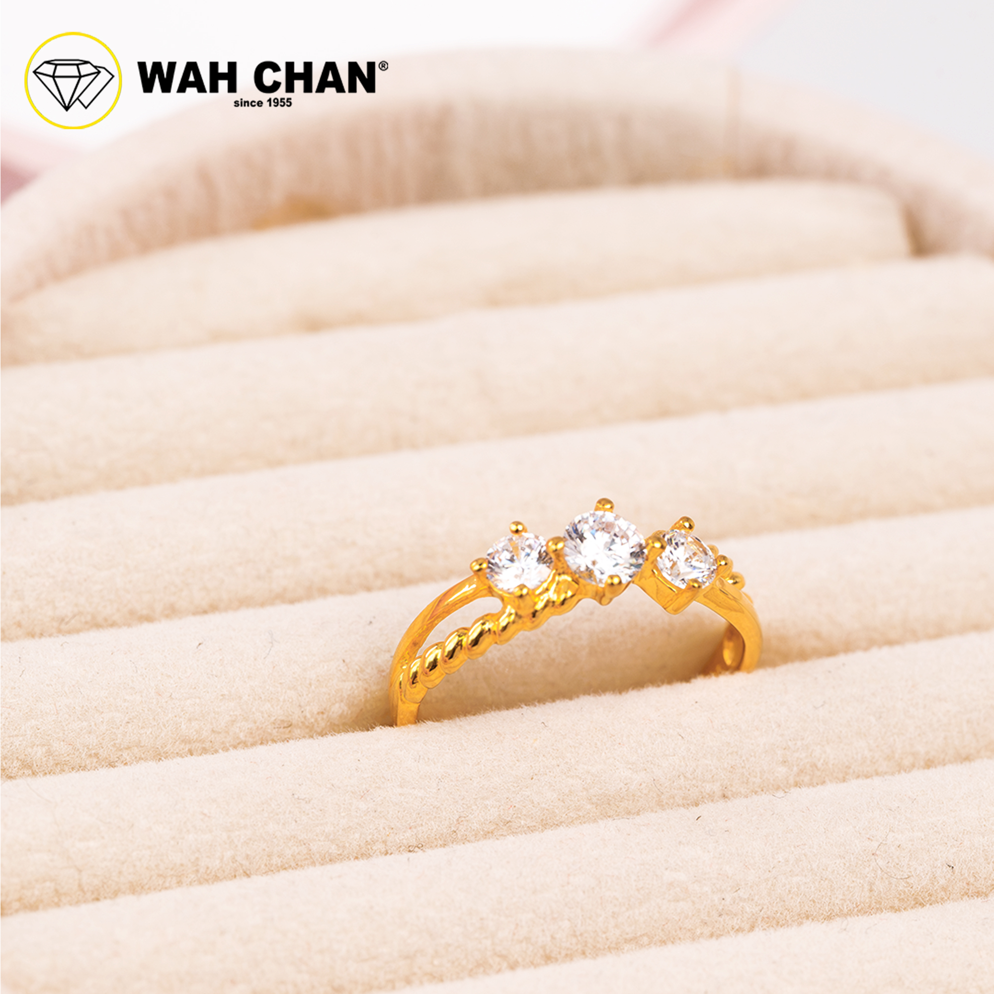 Wah Chan 585/14K Gold Ring - Cincin Zirconia WR349 - Image 2