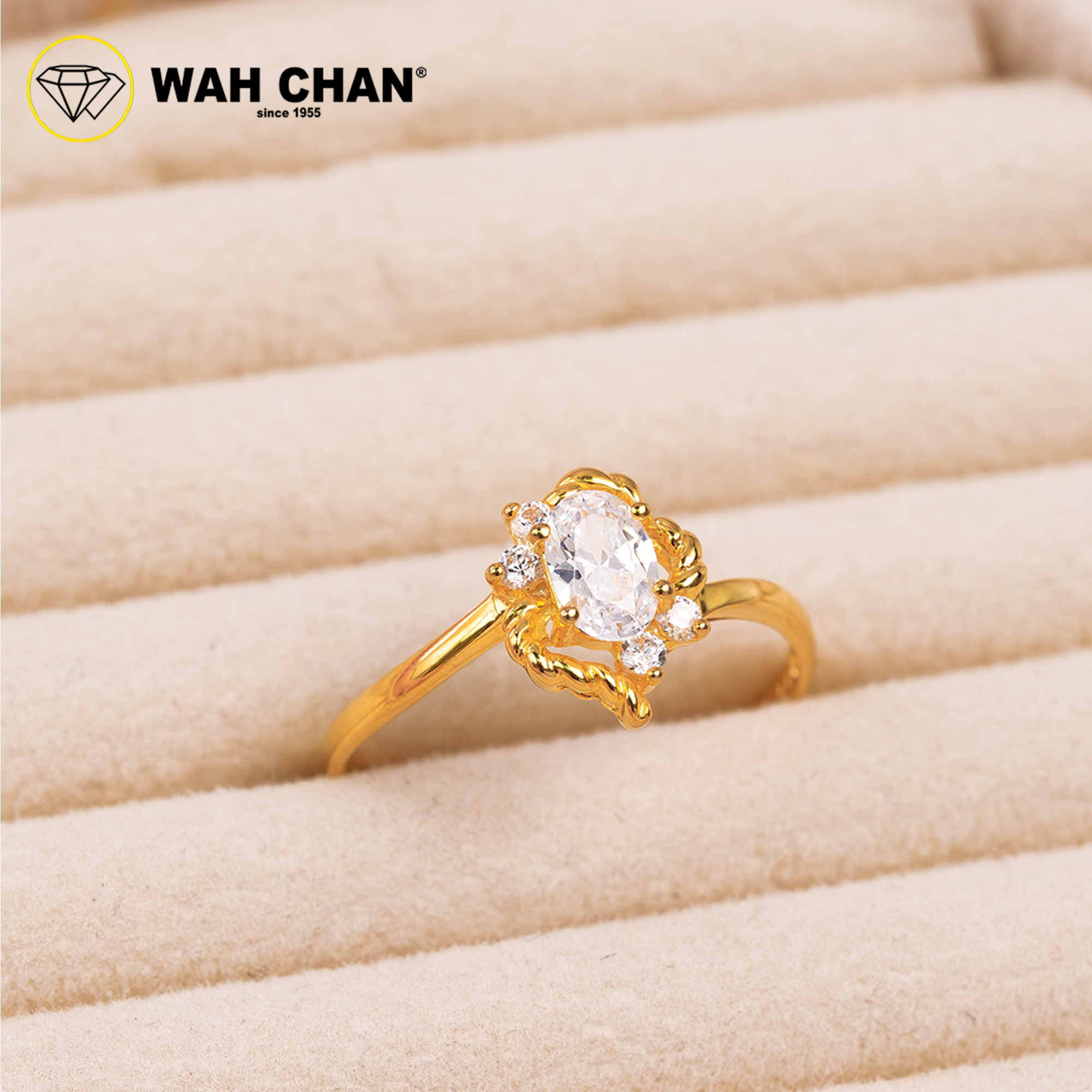 Wah Chan 585/14K Gold Ring - Cincin Zirconia WR356 - Image 2