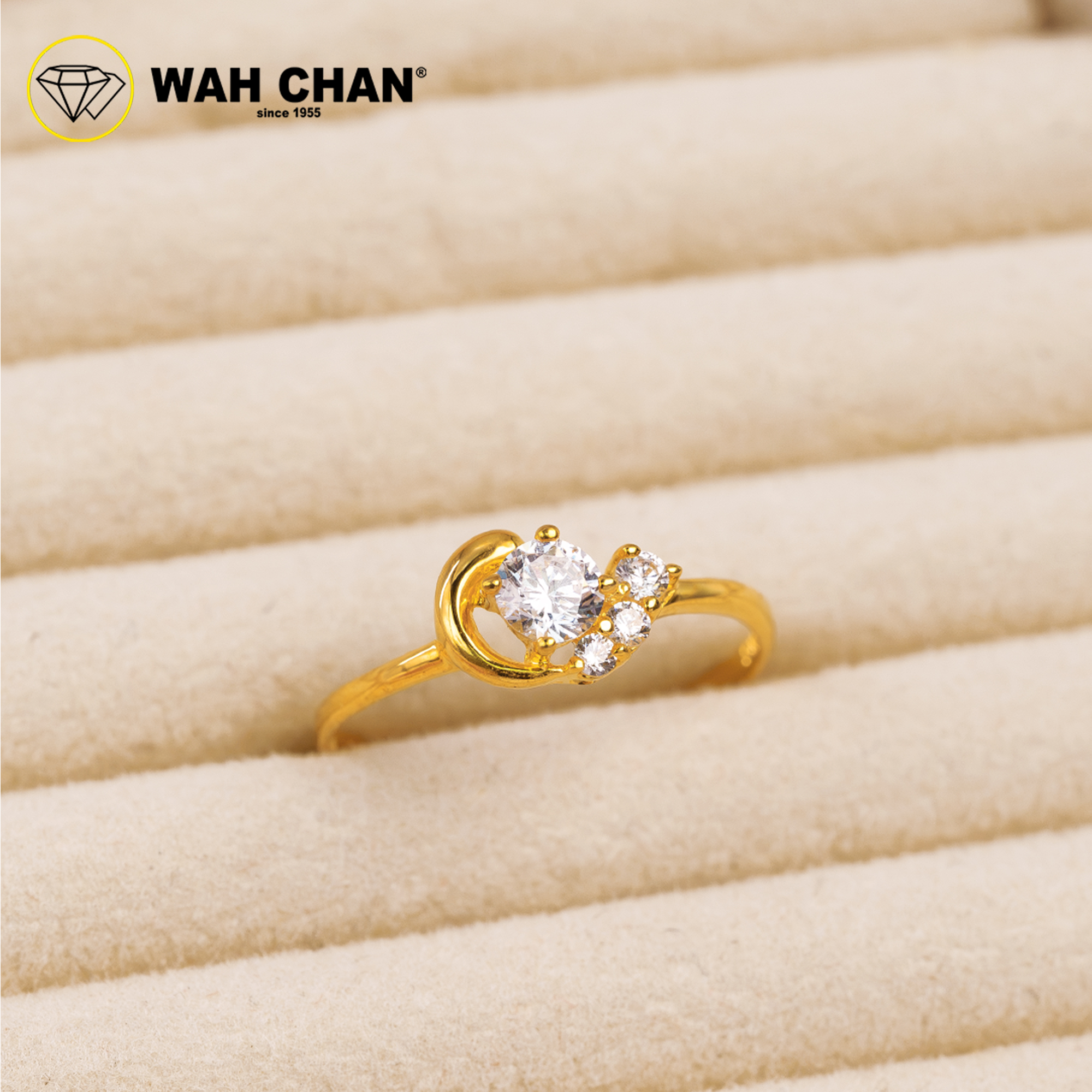 Wah Chan 585/14K Gold Ring - Cincin Zirconia WR369 - Image 2