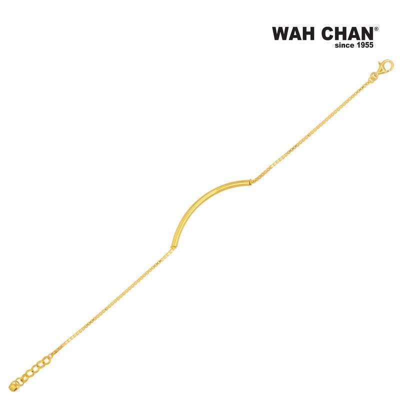 WAH CHAN 916 Gold Bracelet - Plain Semi Bangle OSB1358 - Image 2