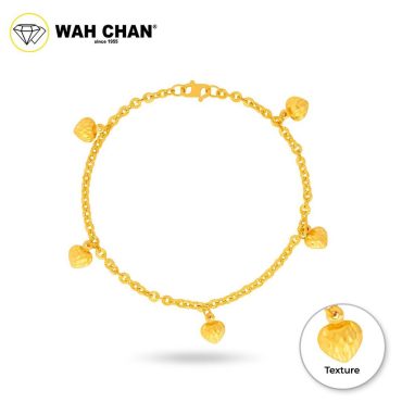 WAH CHAN 916 Gold Bracelet - Gelang Matahari Love Gantung OSB1360
