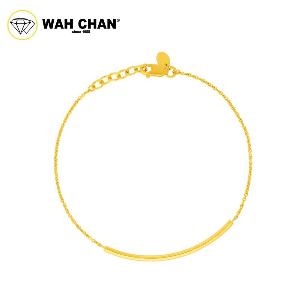 WAH CHAN 916 Gold Bracelet - Plain Semi Bangle OSB1358 - Image 3