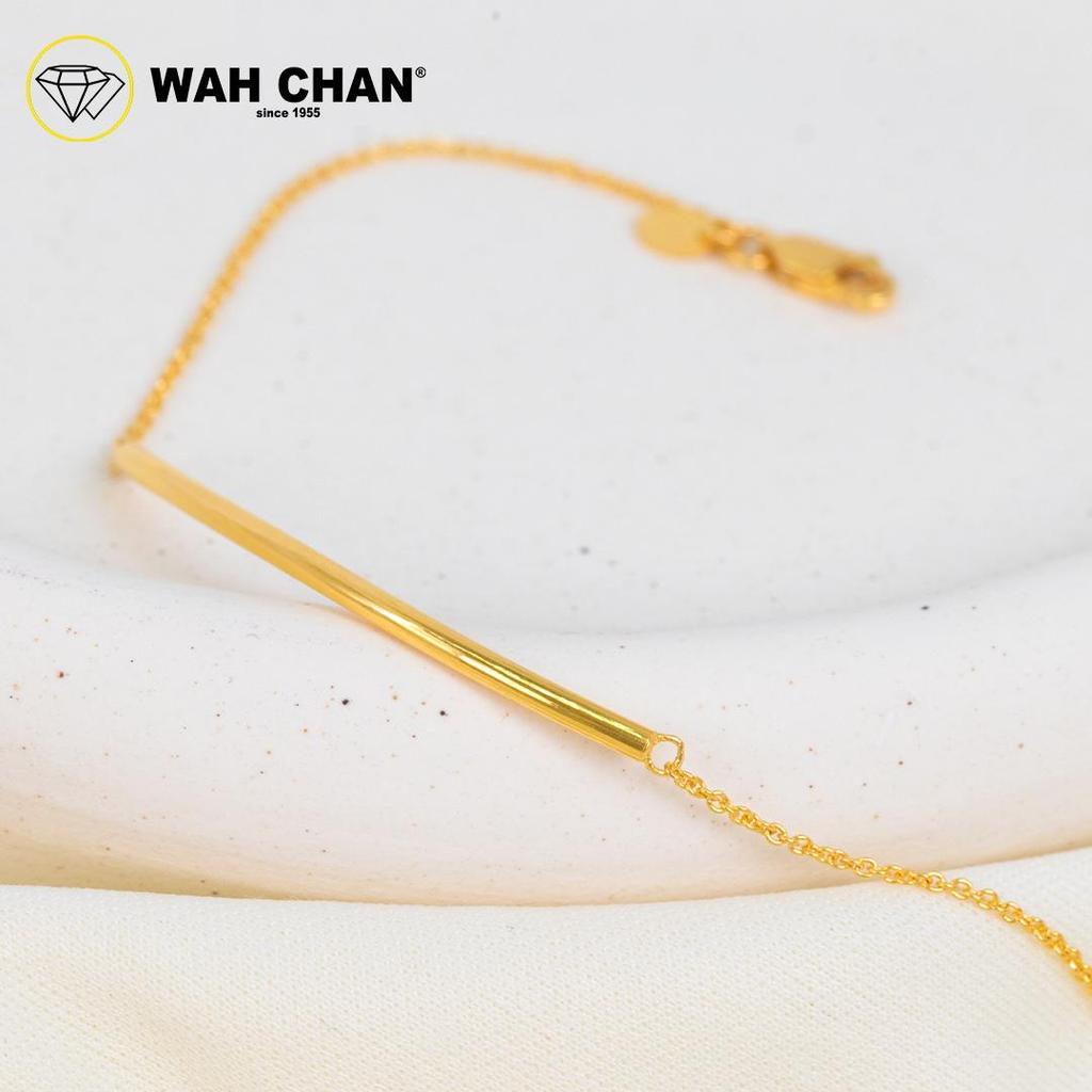 WAH CHAN 916 Gold Bracelet - Plain Semi Bangle OSB1358 - Image 5