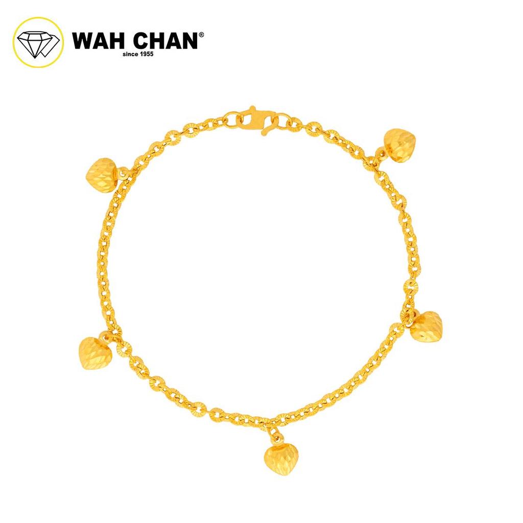 WAH CHAN 916 Gold Bracelet - Gelang Matahari Love Gantung OSB1360 - Image 3