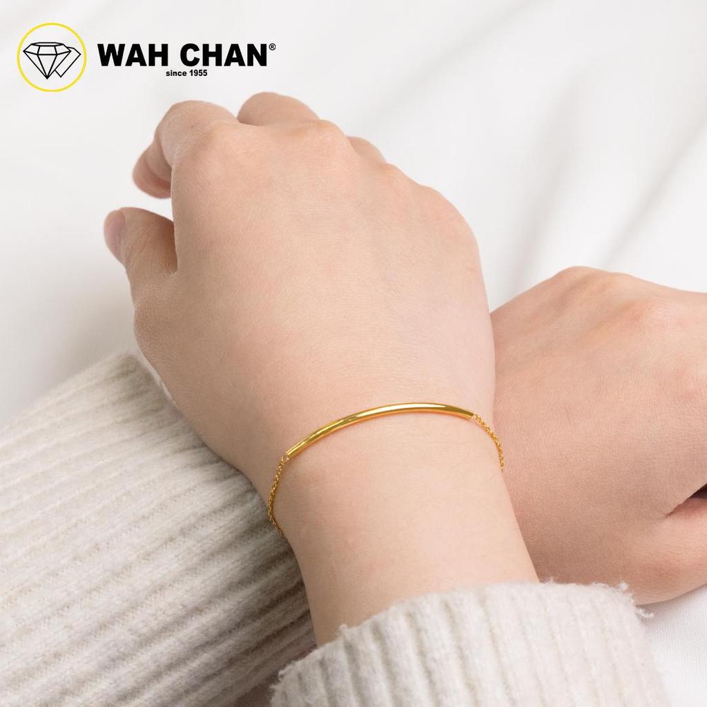 WAH CHAN 916 Gold Bracelet - Plain Semi Bangle OSB1358 - Image 6
