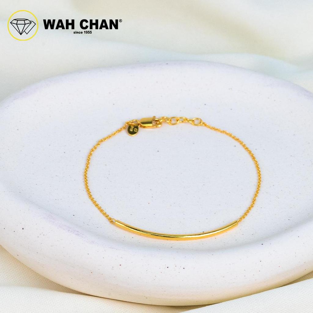 WAH CHAN 916 Gold Bracelet - Plain Semi Bangle OSB1358 - Image 7