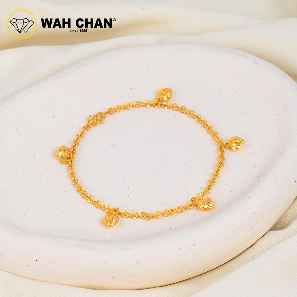WAH CHAN 916 Gold Bracelet - Gelang Matahari Love Gantung OSB1360 - Image 6