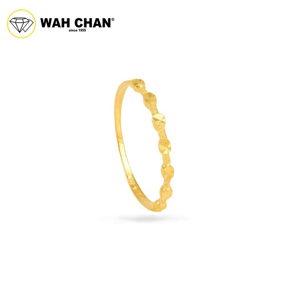 WAH CHAN 375 Gold Ring - Cincin Minimalist Diamond Cut 9KR009