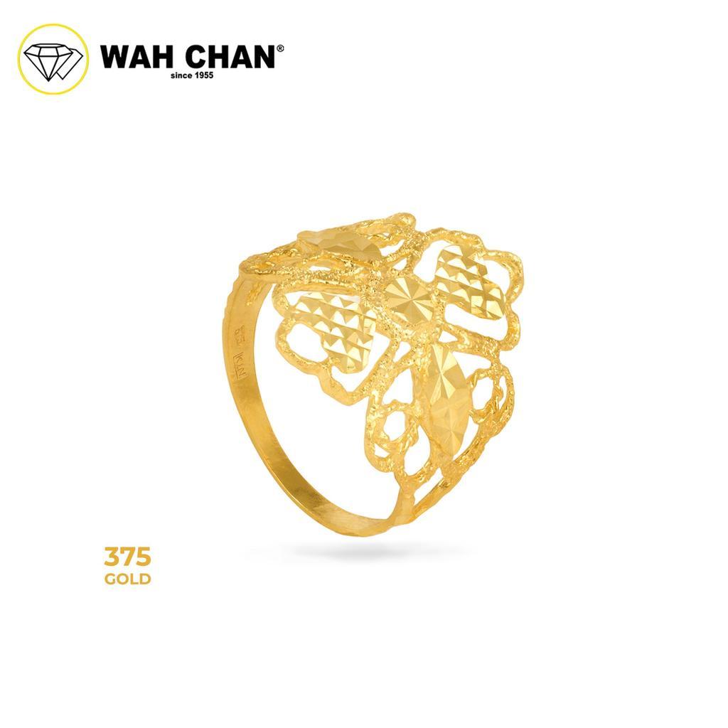 WAH CHAN 375 Gold Ring - Cincin Bunga 9KR003