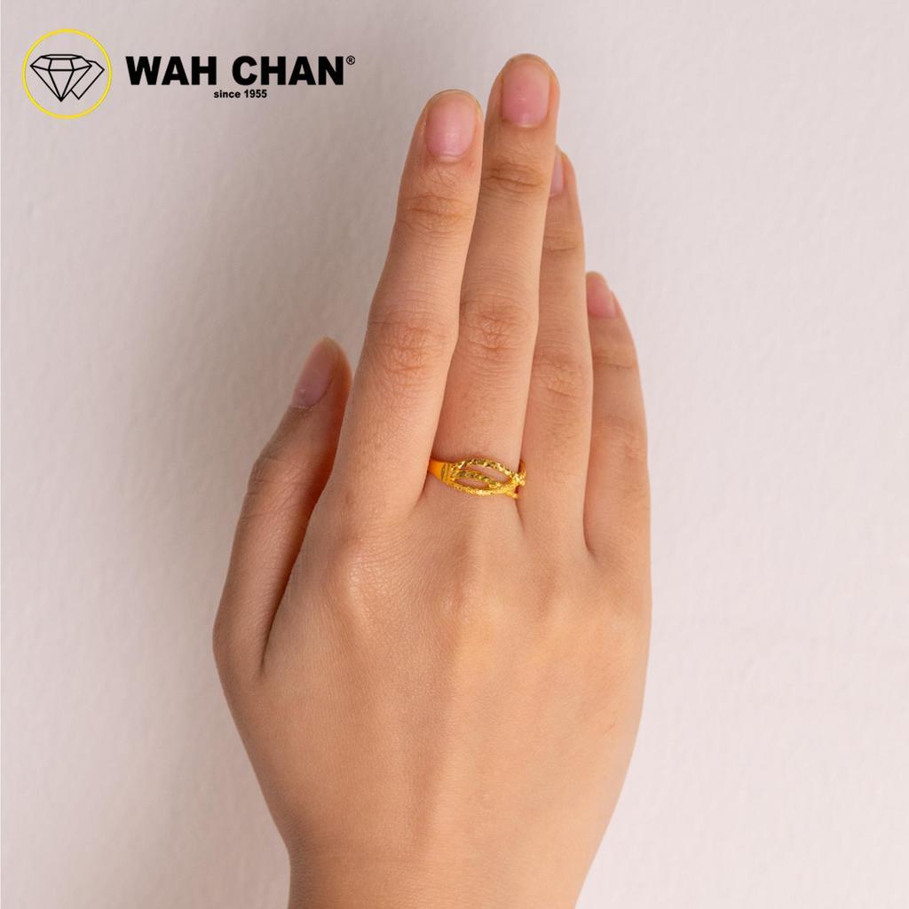 WAH CHAN 375 Gold Ring - Cincin Wavy Crossover 9KR006 - Image 4