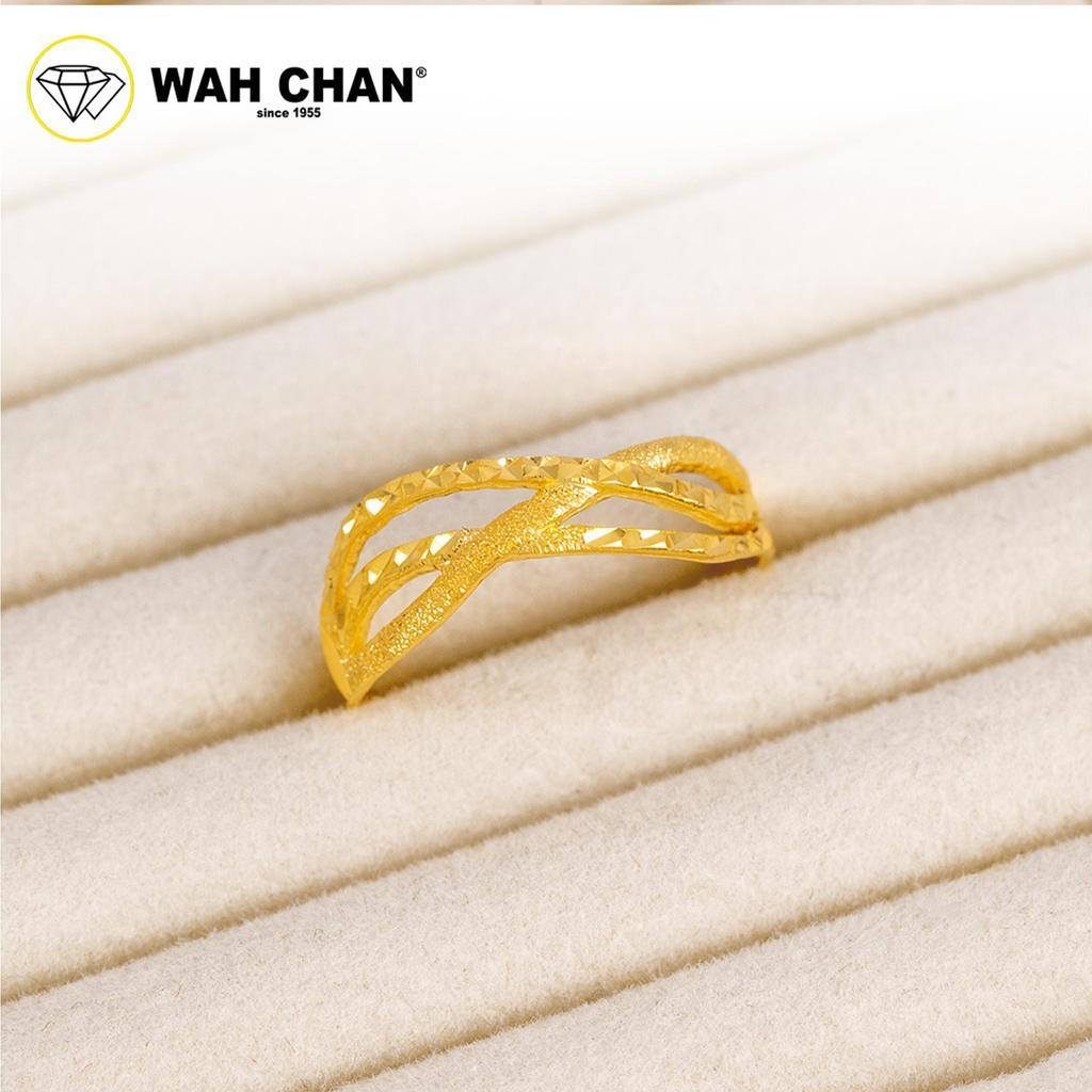 WAH CHAN 375 Gold Ring - Cincin Wavy Crossover 9KR006 - Image 5
