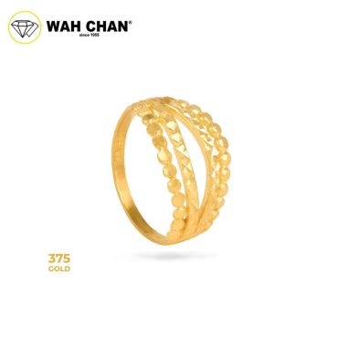 WAH CHAN 375 Gold Ring - Cincin Beaded Layer 9KR004