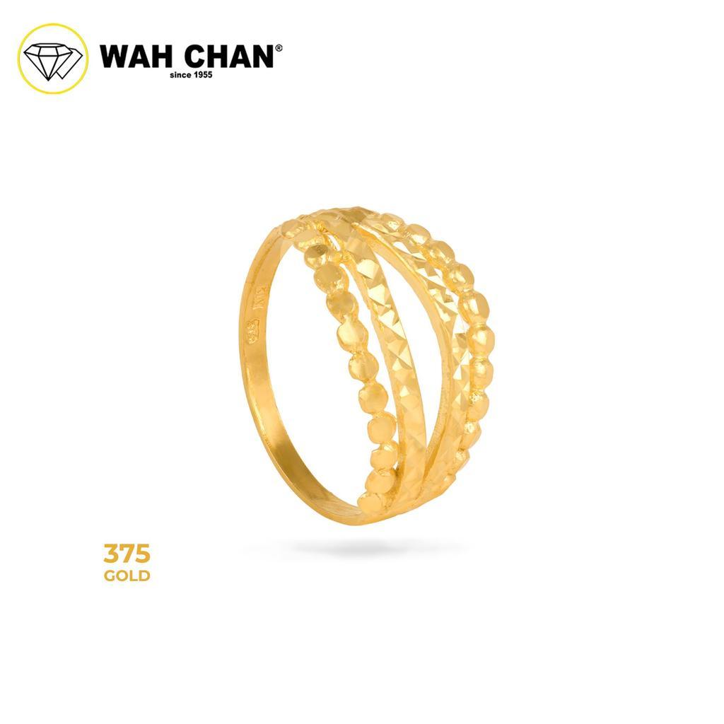 WAH CHAN 375 Gold Ring - Cincin Beaded Layer 9KR004