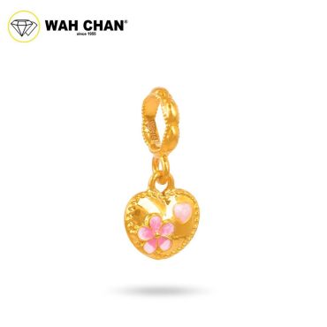 WAH CHAN 916 Gold Pendant - Sakura in Heart OSP1409
