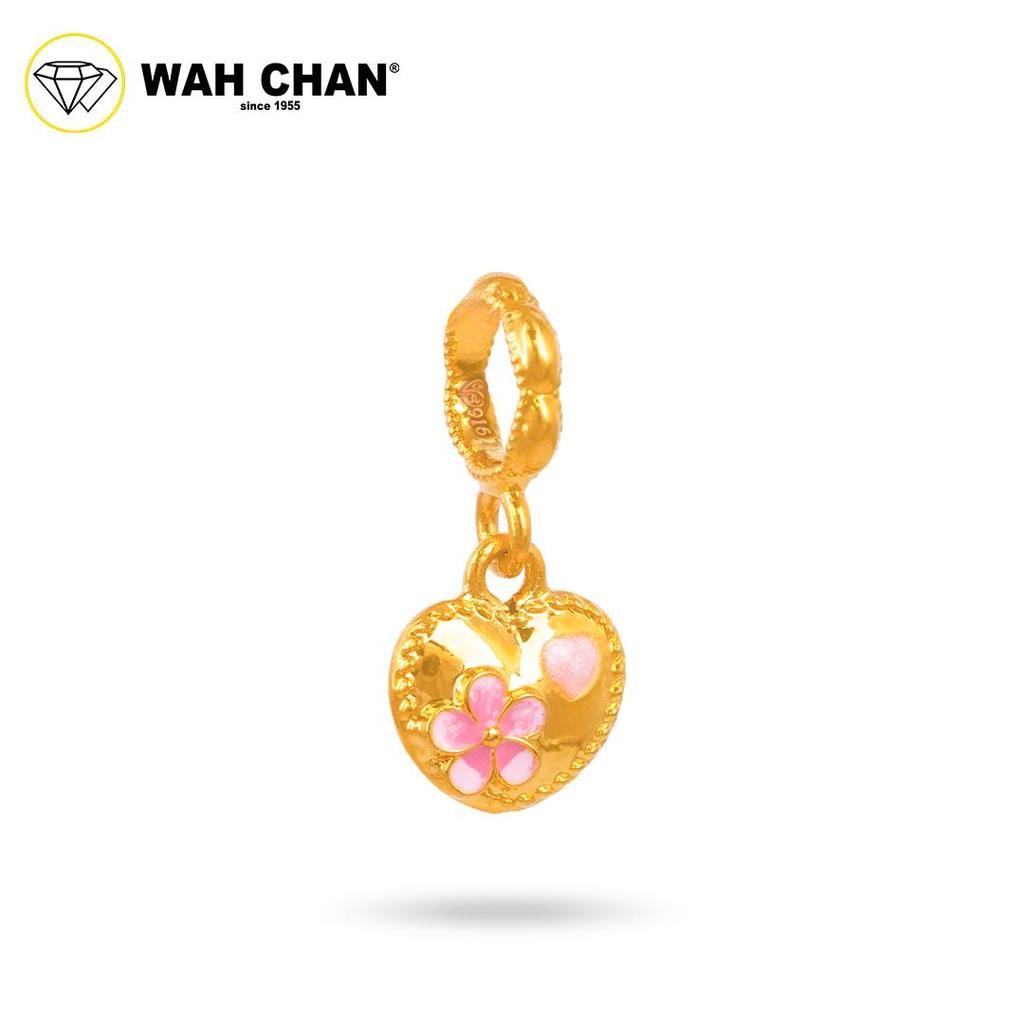 WAH CHAN 916 Gold Pendant - Sakura in Heart OSP1409
