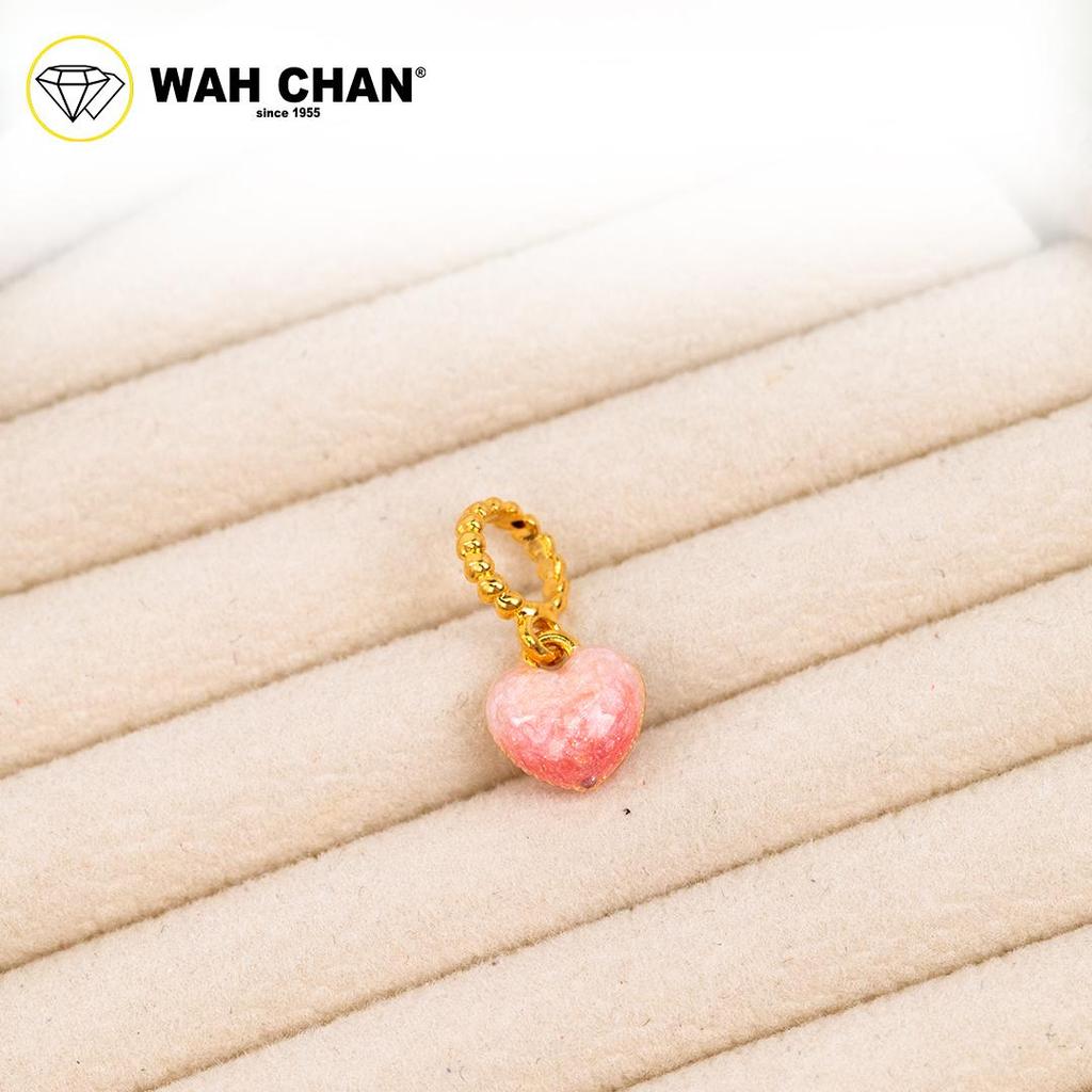 WAH CHAN 916 Gold Pendant - Gradient Pink Heart OSP1406 - Image 2