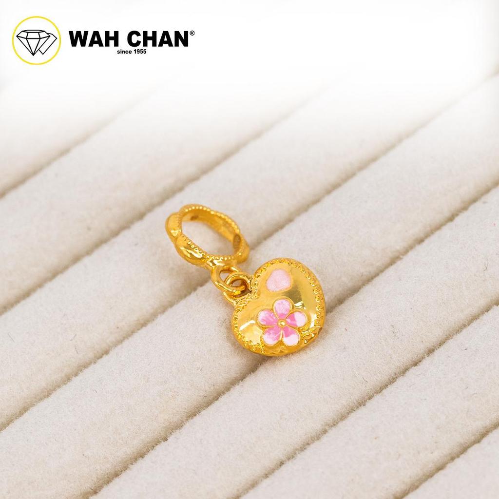 WAH CHAN 916 Gold Pendant - Sakura in Heart OSP1409 - Image 3