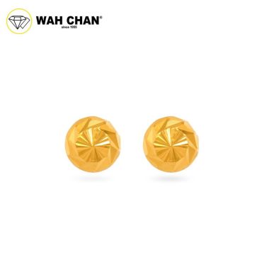 WAH CHAN 916 Gold Earrings - Diamond-Cut Sphere Earrings OSE1159