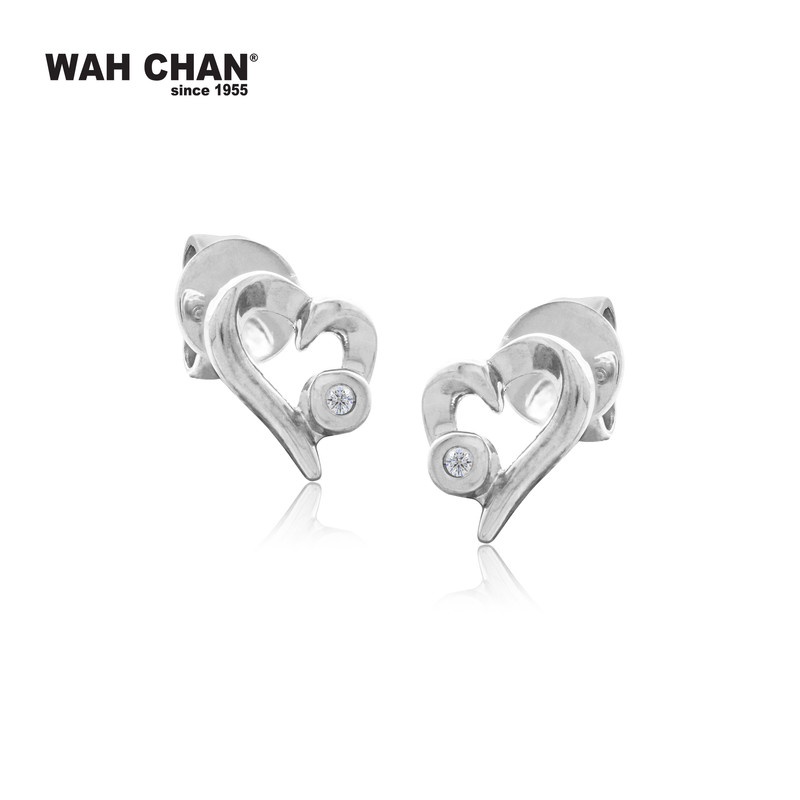 WAH CHAN 9K White Gold Diamond Earrings E3K00476-B01 - Image 2