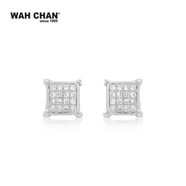 WAH CHAN 9K White Gold Diamond Earrings ELK00660-A01