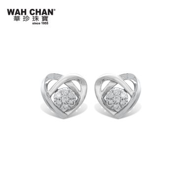 WAH CHAN 9K White Gold Diamond Earrings ELK00730-A01